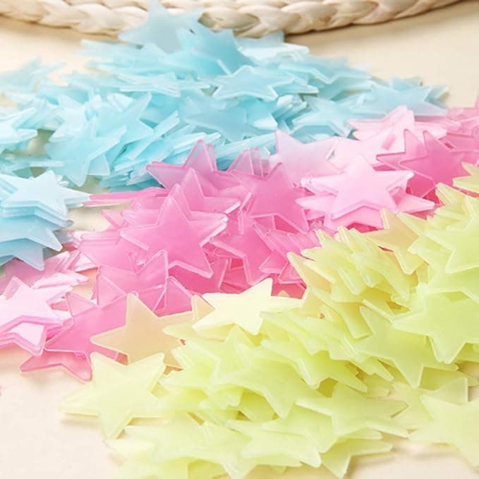 Other Generic 100pcs 3D Star Glow In The Dark Luminous Ceiling Wall Stickers Mul