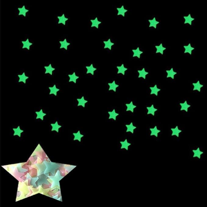 Other Generic 100pcs 3D Star Glow In The Dark Luminous Ceiling Wall Stickers Mul