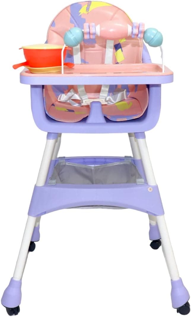 MuswannaA BAYBEE High Chair For Baby With Wheels and Table With Toys&Baby Food S