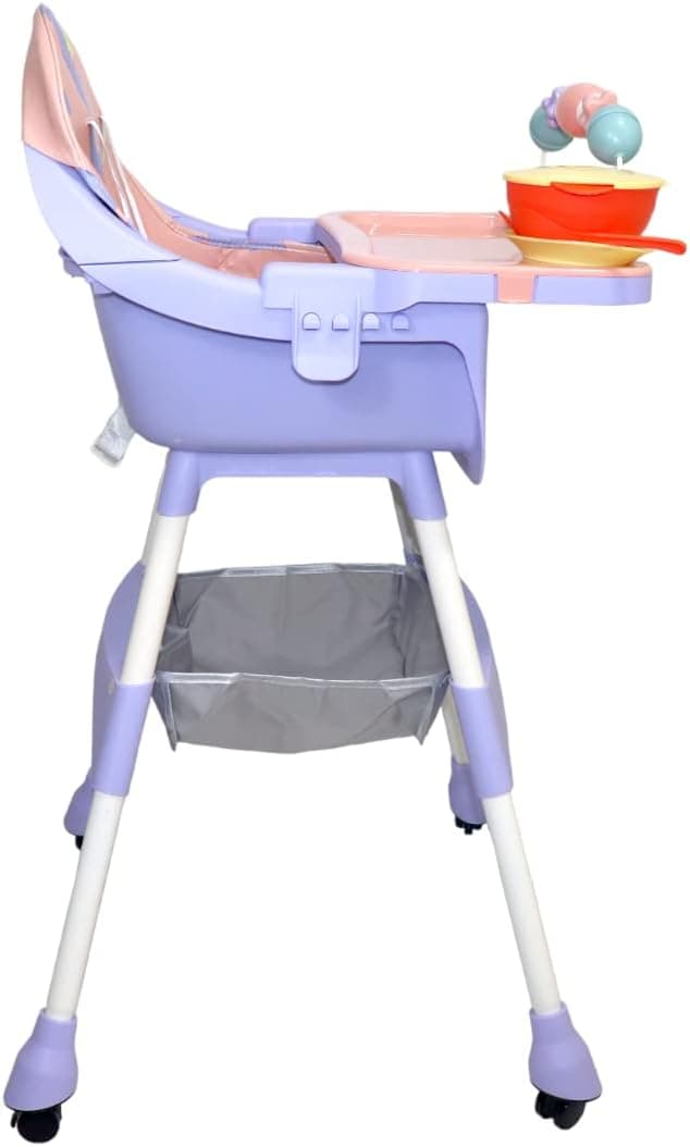 MuswannaA BAYBEE High Chair For Baby With Wheels and Table With Toys&Baby Food S