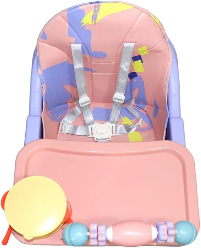 MuswannaA BAYBEE High Chair For Baby With Wheels and Table With Toys&Baby Food S