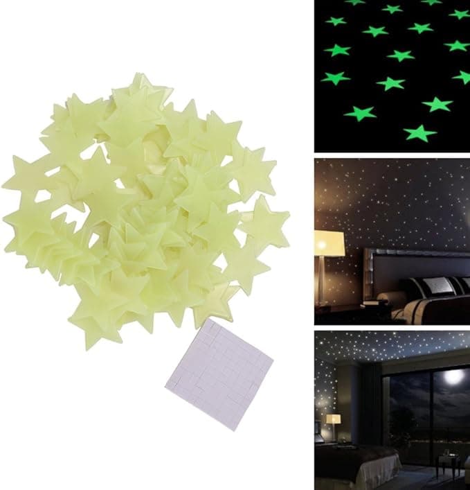 100pcs Home Wall Light Green Glow In The Dark Star Stickers Decal Baby Room