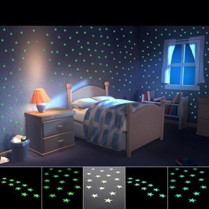 100pcs Home Wall Light Green Glow In The Dark Star Stickers Decal Baby Room