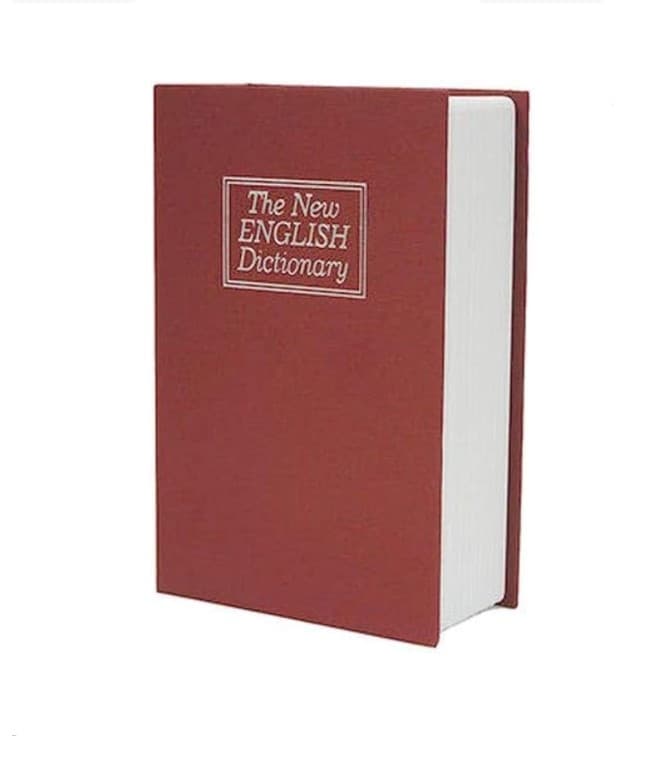 Dictionary book diversion metal safe with key lock - Dark Red