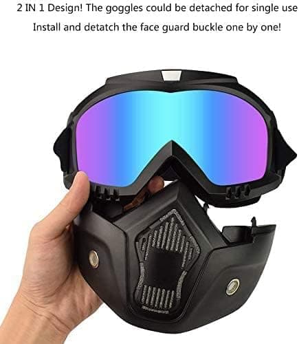 VC-Time Motorcycle Goggles Mask Detachable,Ski Motocross Goggles Helmet Sunglass