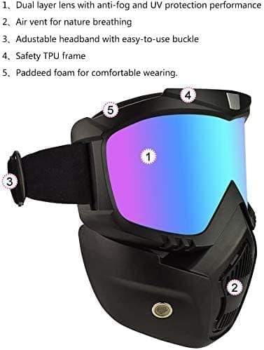 VC-Time Motorcycle Goggles Mask Detachable,Ski Motocross Goggles Helmet Sunglass