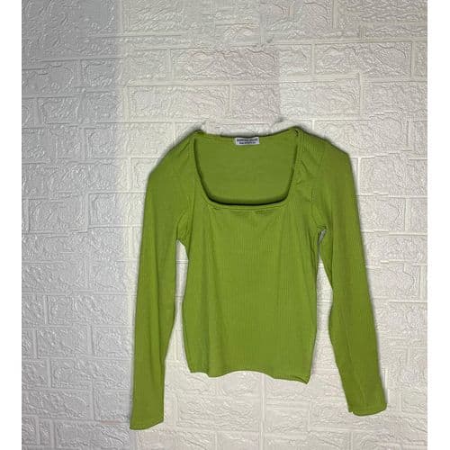 Martina Store Womens T-shirt Made Of Ribbed Cotton Lime Green