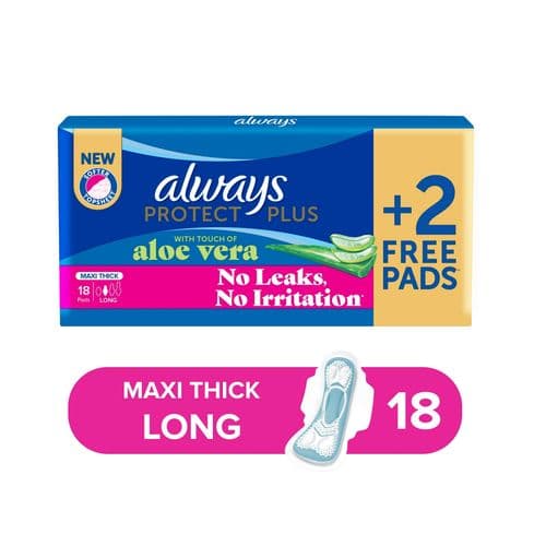 Always PROTECT PLUS Maxi Thick Long Sanitary Pads With Aloe Vera 182 PCS
