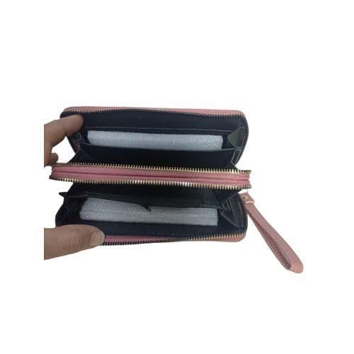 Very Elegant And Chic Womens Leather Wallet With 2 Zippera