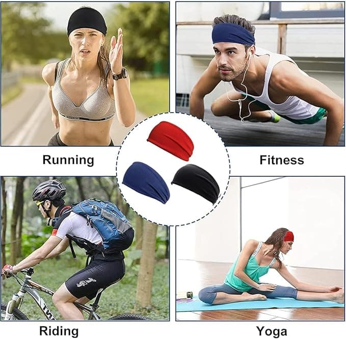 ECVV 3PCS Absorbent Sport Sweat Headbands For Men Women Unisex Quick Drying and