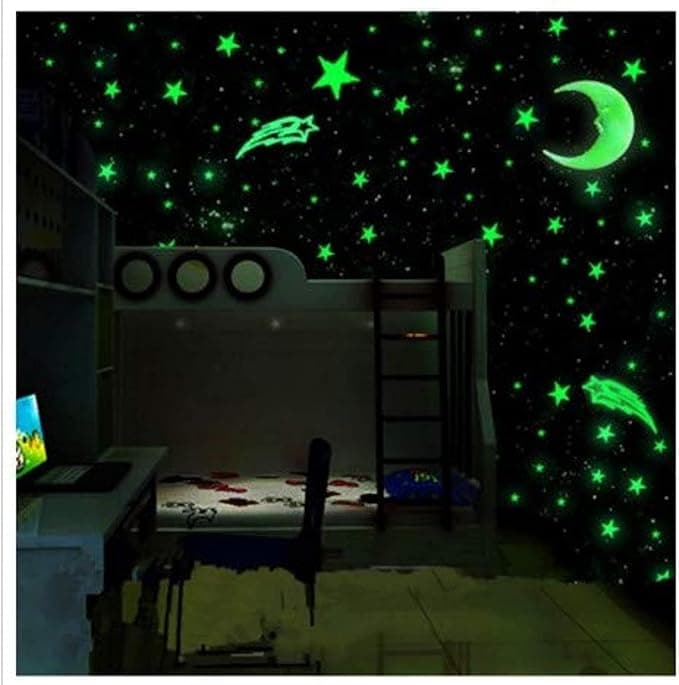 Other 100pcs 3D Star Glow In The Dark Luminous Ceiling Wall Stickers Kids Baby B