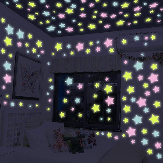 3D Stars Glow in the dark Luminous on Wall Stickers for Kids Room living room Wa