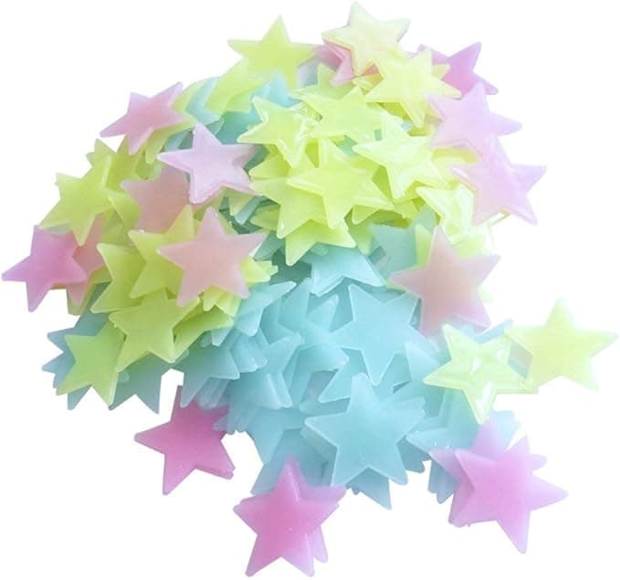 Generic 200pcs Plastic 3D Stars Glow in the Dark Stickers Night Luminous Wall De