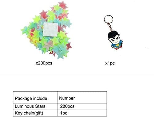 Generic 200pcs Plastic 3D Stars Glow in the Dark Stickers Night Luminous Wall De