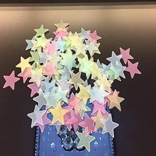 100pcs 3D Stars Glow In Dark Luminous Fluorescent Plastic Wall Sticker Home Deco
