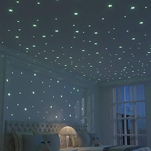 Fresh 100pcs Plastic 3D Stars Glow in the Dark Fluorescent Luminous Wall Sticker