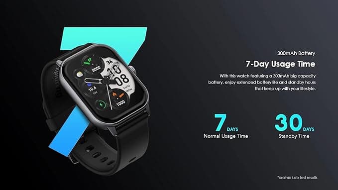 Oraimo Watch 5 2.01-Inch Waterproof HD Smartwatch, Light Chrome Black