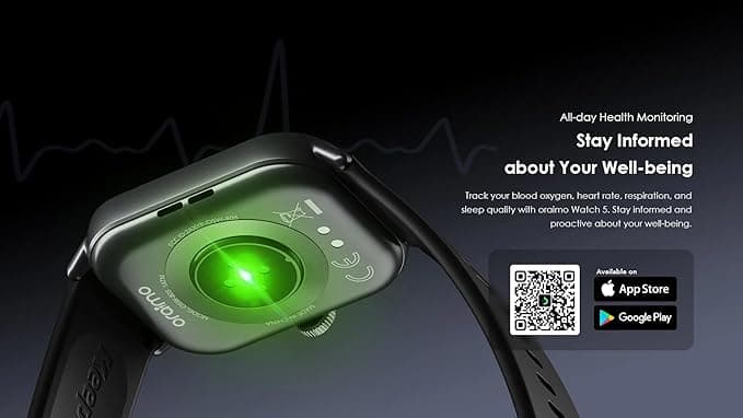 Oraimo Watch 5 2.01-Inch Waterproof HD Smartwatch, Light Chrome Black