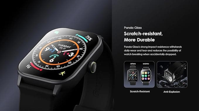 Oraimo Watch 5 2.01-Inch Waterproof HD Smartwatch, Light Chrome Black
