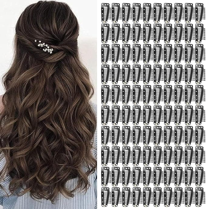 Metal Wig Clip Stainless Steel Wig Clip for DIY Hair Extensions Black Large Bu