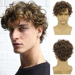 Unisex wig is a distinctive brown color, made of fiber, daily looks, hair loss