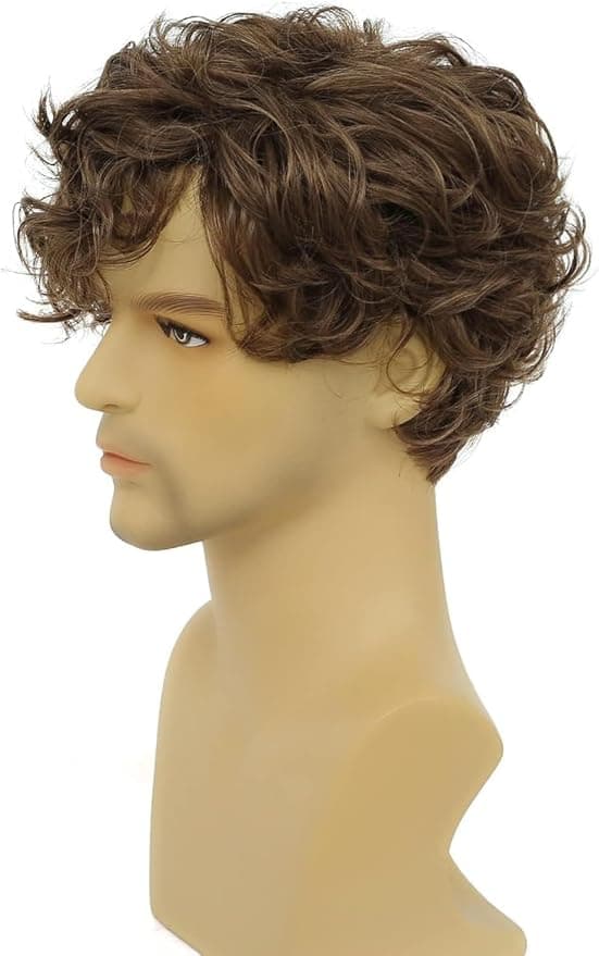Unisex wig is a distinctive brown color, made of fiber, daily looks, hair loss