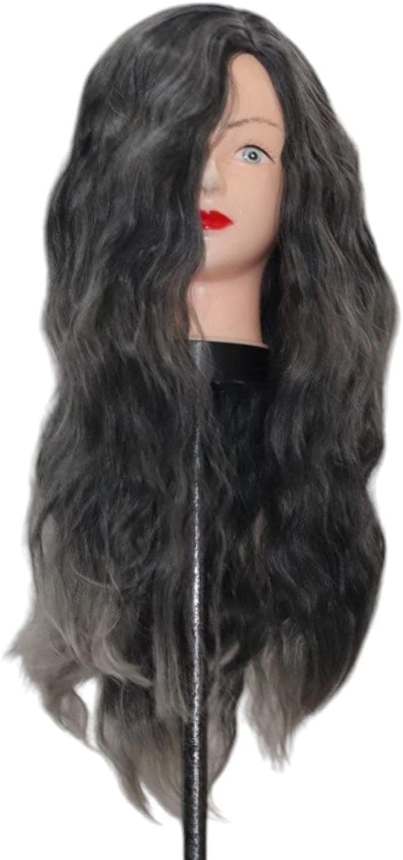 Heat-resistant fiber hair that can be washed, blow-dried, and ironed. Long curly