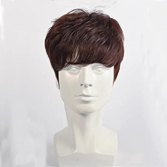 Short Brown Wig, Made of Heat Resistant Fiber, Which Looks Brown Like Real Hair,