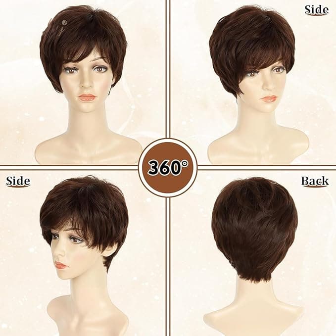 Short wig for men and women, made of fiber, dip-dyed brown color, daily looks, h