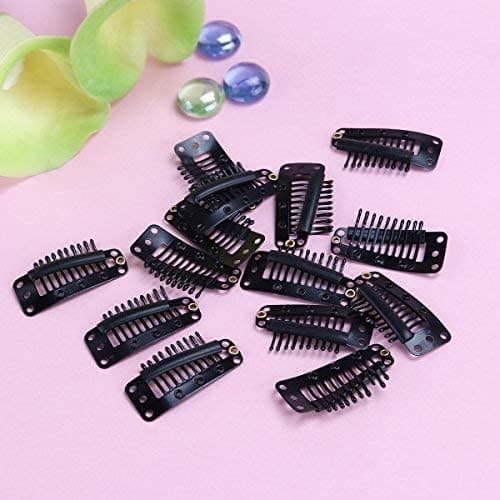 Hair Clips Bucket 20 Pieces 10 Teeth with Rubber Clips for Wig Hair Extensions