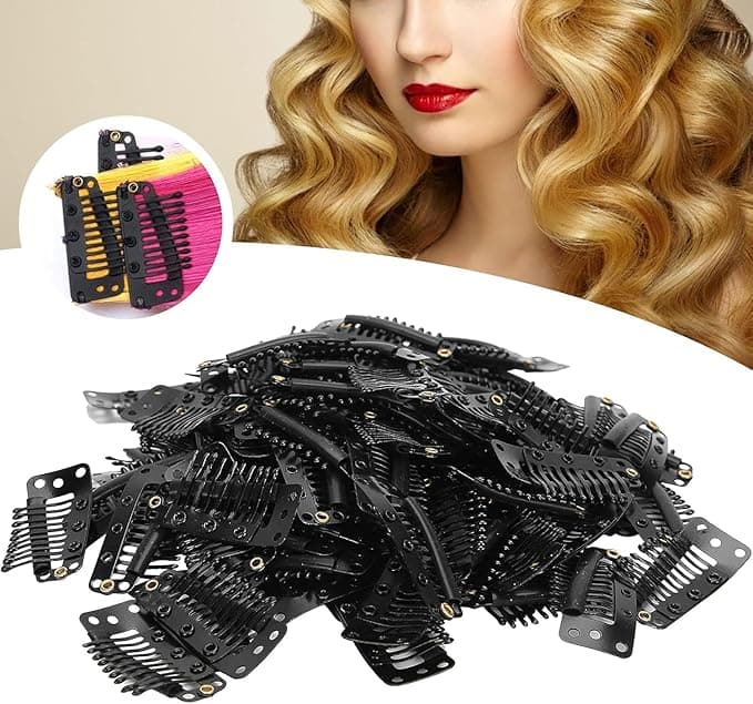 Hair Clips Bucket 20 Pieces 10 Teeth with Rubber Clips for Wig Hair Extensions