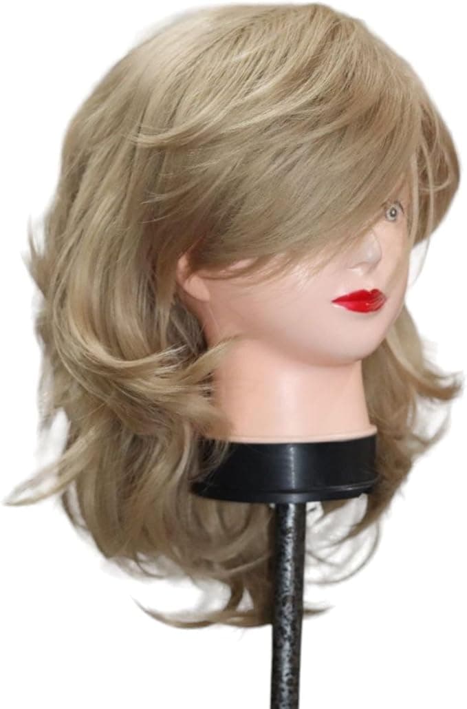 Thermal hair wig medium model fiber accepts washing and iron shower medium leng