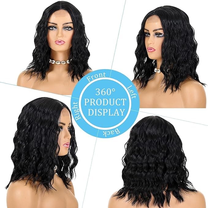 Short Shoulder Length Wigs for Women Wavy Bob Wig Middle Part Wig for Daily Part