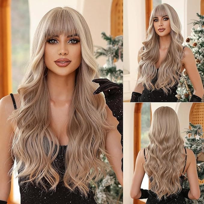 Long synthetic wig for women in the color of the wick