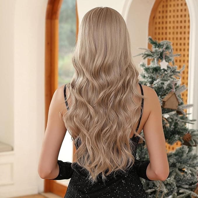 Long synthetic wig for women in the color of the wick