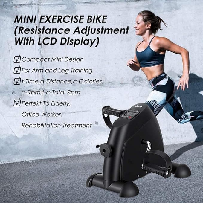Mini Exercise Bike ,Under Desk Bike,Pedal Exerciser Portable Cycle Arm and Leg E