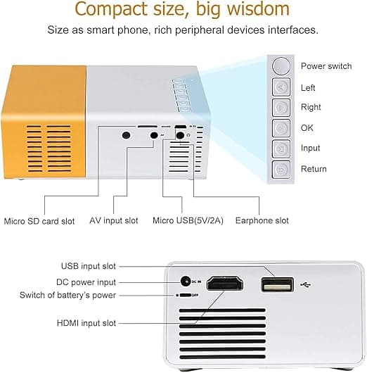V88R 400 Lumens Full HD Native 1080P Led Projector,Short Throw, Remote, 20-60 In