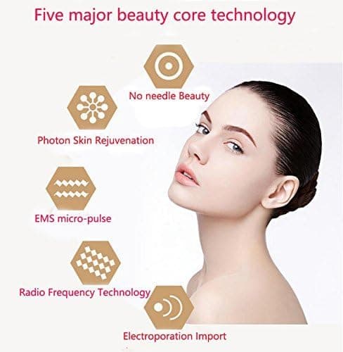 Ultrasonic Facial Beauty Device, 5 in 1 High Frequency Facial Machine RF EMS LED