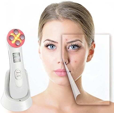 Ultrasonic Facial Beauty Device, 5 in 1 High Frequency Facial Machine RF EMS LED