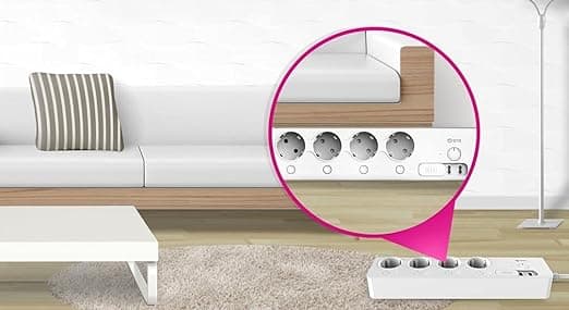 MTTL-W01 Wi Fi Smart Power Strip with 4 EU Ports 2 USB Ports, 220V, 60Hz, Phone