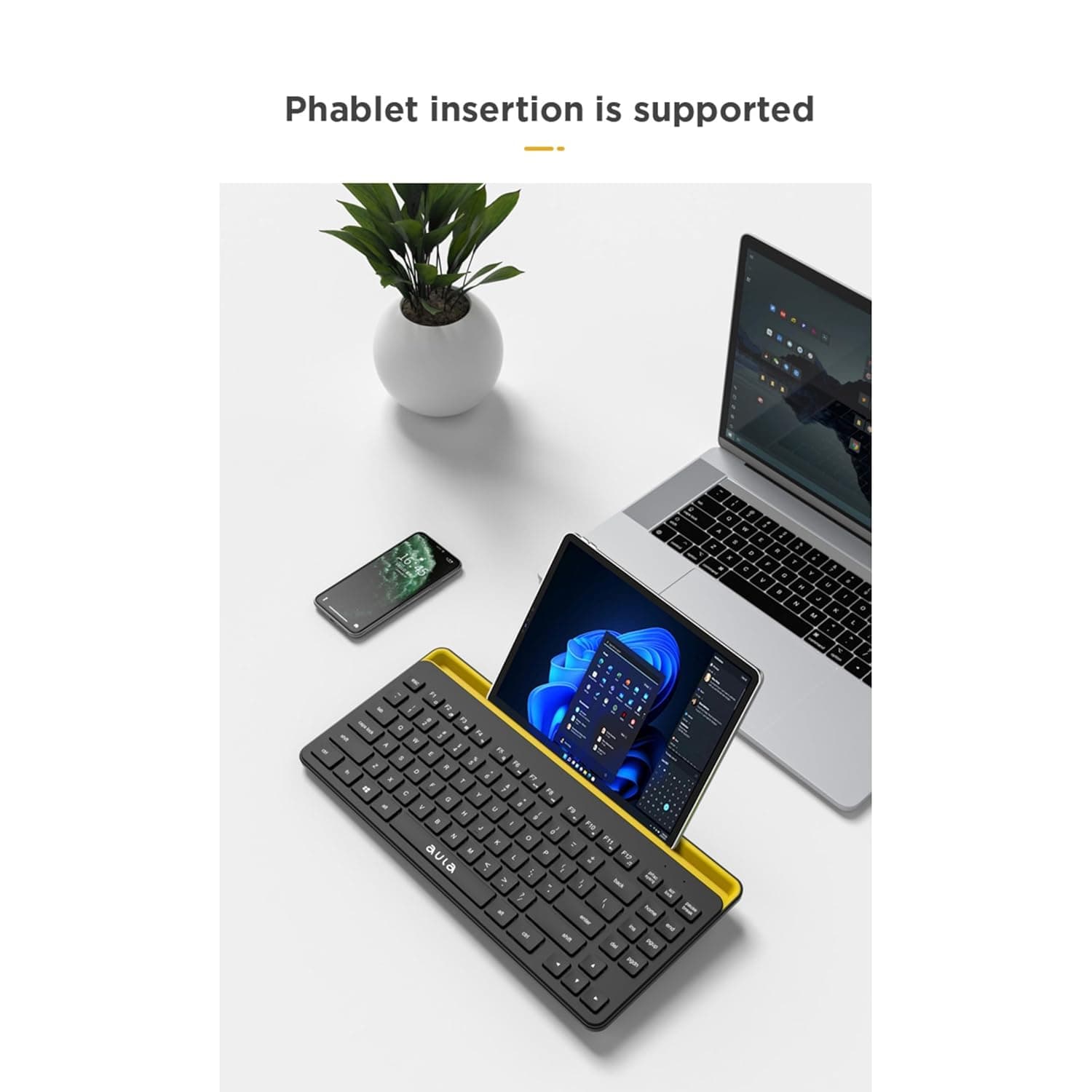 AULA AWK310 Wireless Bluetooth Multi-Device Keyboard for Windows, Apple iOS Andr