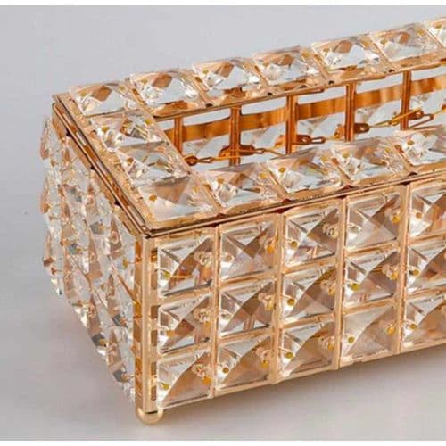 Crystal Tissue Box Made Of Plated Metal And Crystal