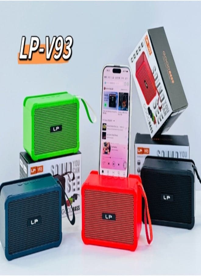 LP V93 Mini Wireless Speaker with RGB Lighting, Powerful Bass, and Phone Holder