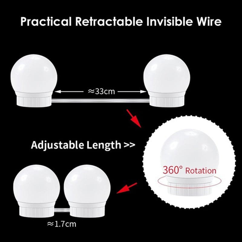 LED Vanity Mirror Lights Kit with 6 Dimmable Light Bulbs White 26.007.0017.00cm