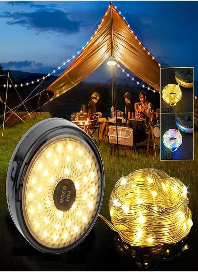 Camping Light String with Collapsible Fairy Light Reel 26.8ft, Rechargeable Ca