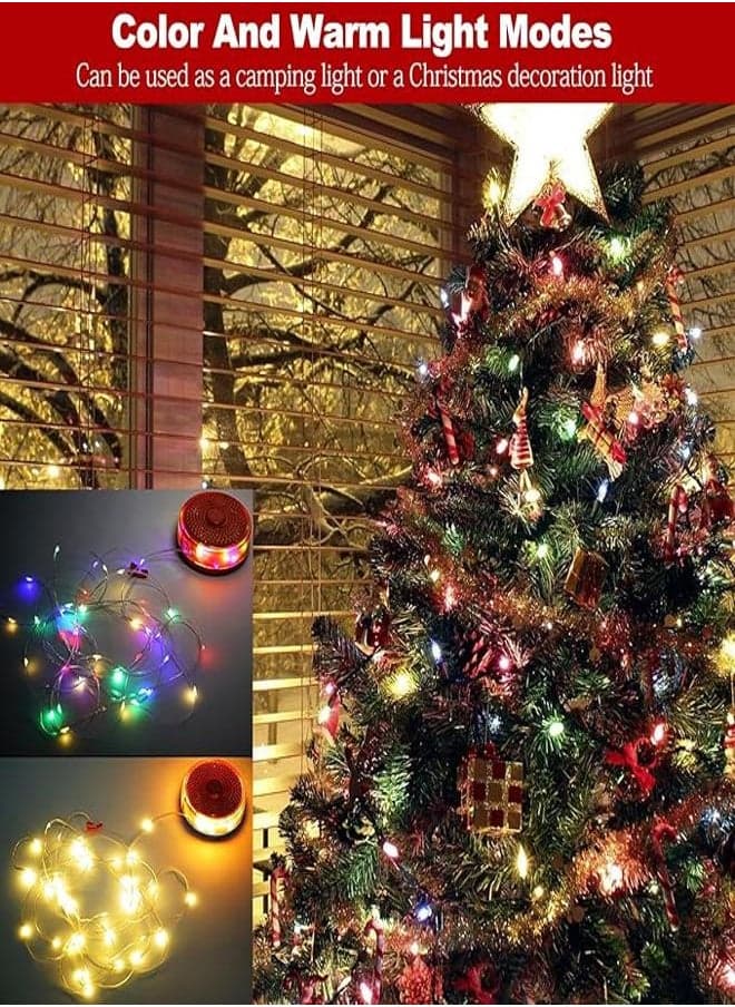 Camping Light String with Collapsible Fairy Light Reel 26.8ft, Rechargeable Ca