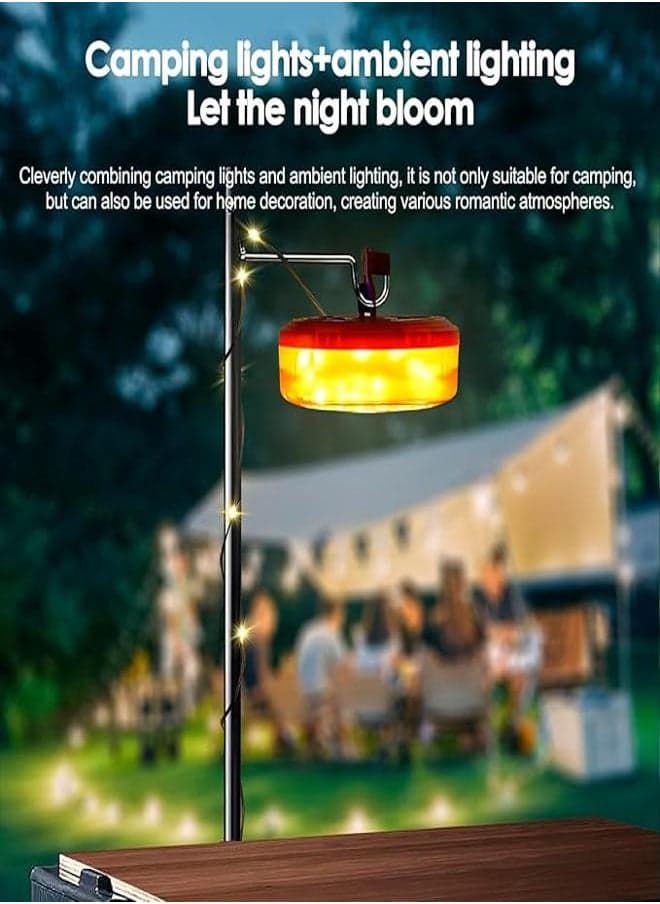 Camping Light String with Collapsible Fairy Light Reel 26.8ft, Rechargeable Ca