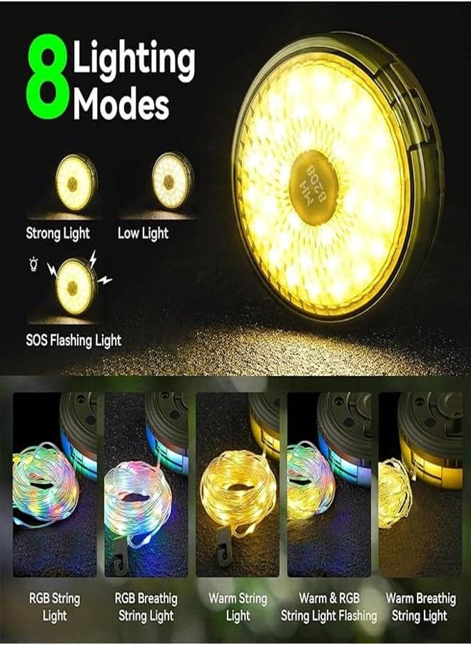 LED String Lights, USB Rechargeable Camping Lantern, 2 in 1 Portable Outdoor Lig