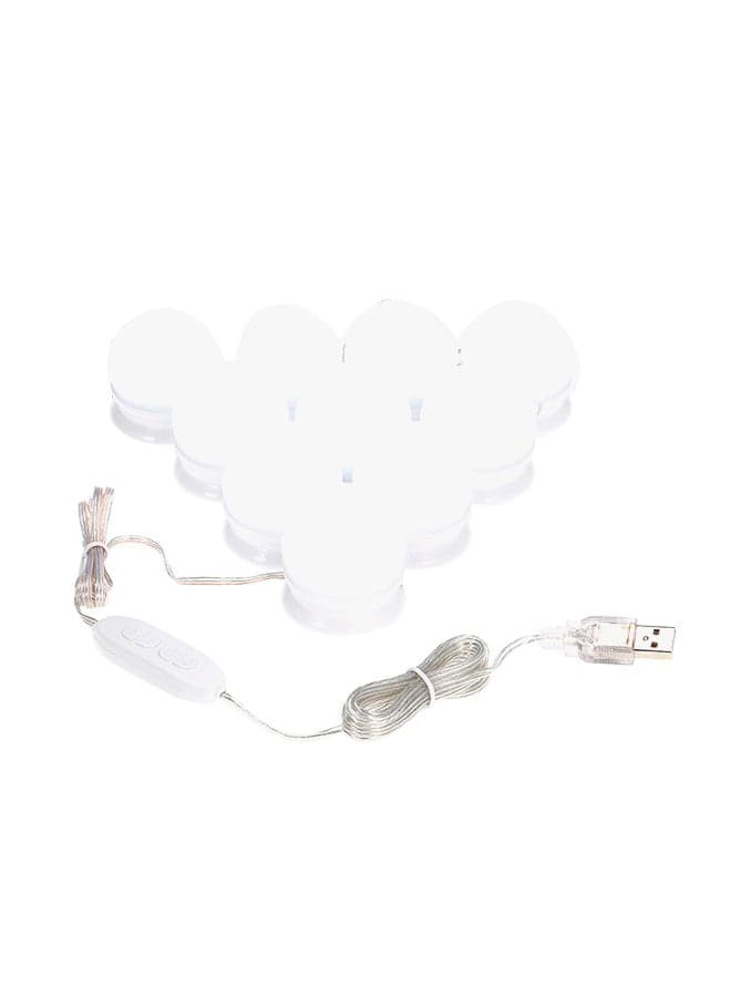 10-Piece Make Up Mirror Lights Set White 20x5.60x14cm