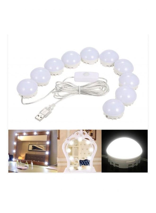 10-Piece Mirror LED Light Bulb Set Cool White 4.05meter